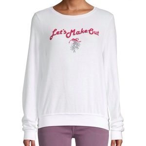 NWT Wildfox “Let’s Make Out” mistletoe holiday long sleeve shirt Size Small